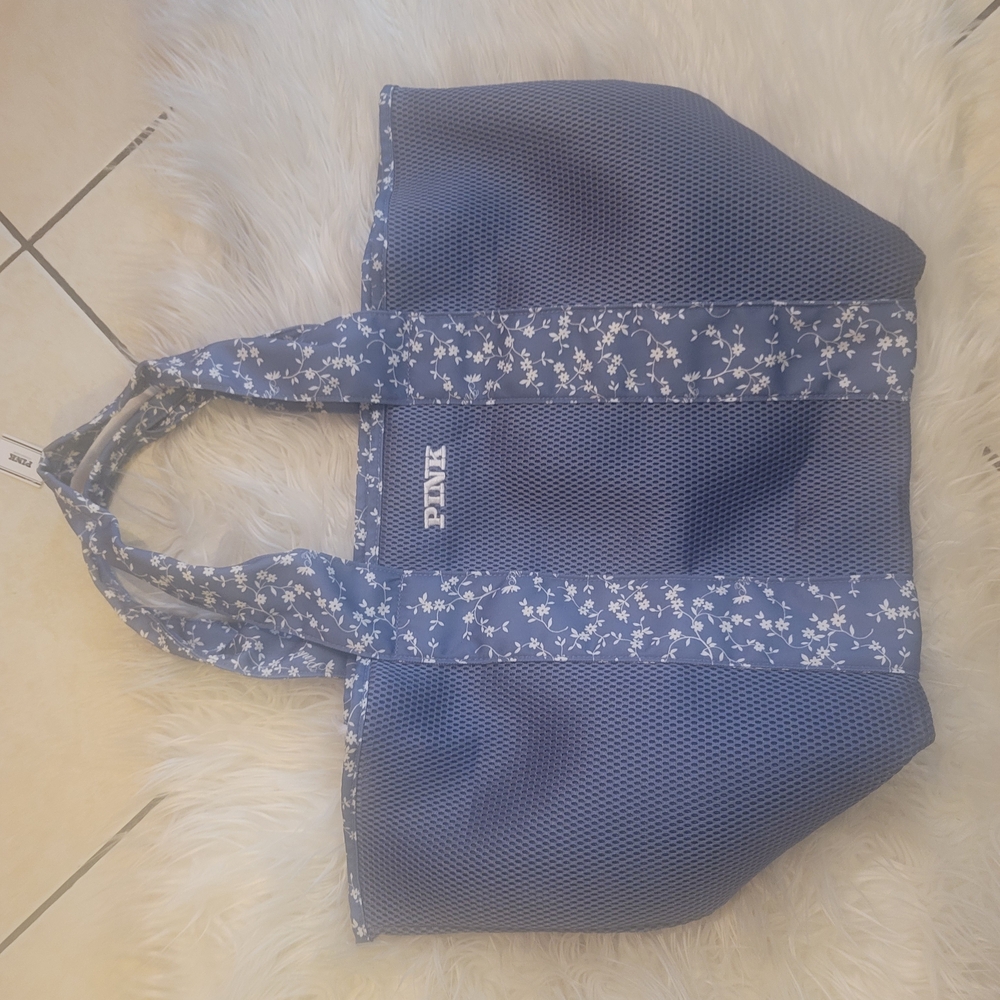 PINK Victoria's Secret Blue Floral Tote Bag